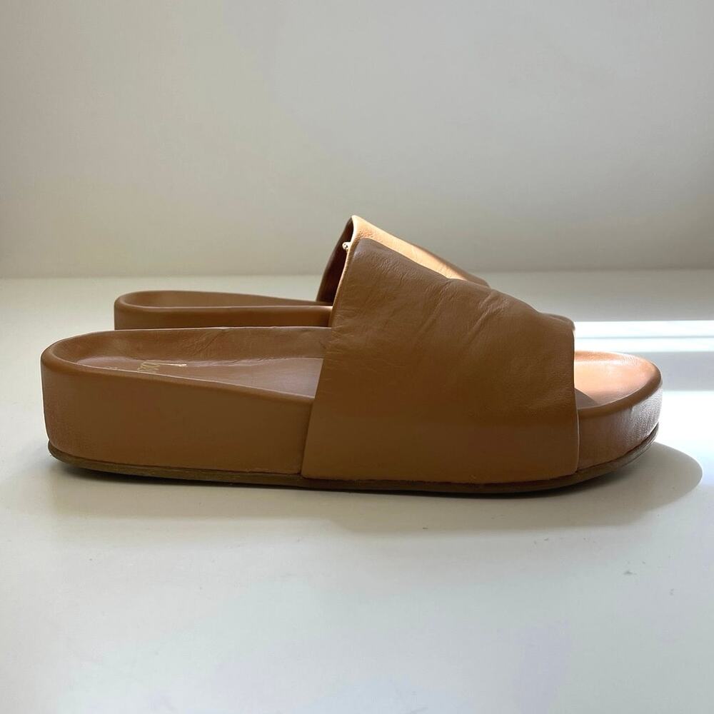 Beek Pelican Platform Leather Sandals Memory Foam Arch Support Honey - Size 8 - Picture 9 of 11